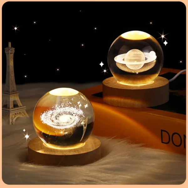 USB LED night light, Galaxy Crystal Ball lamp, 3D planet moon lamp, home decoration - Image 2