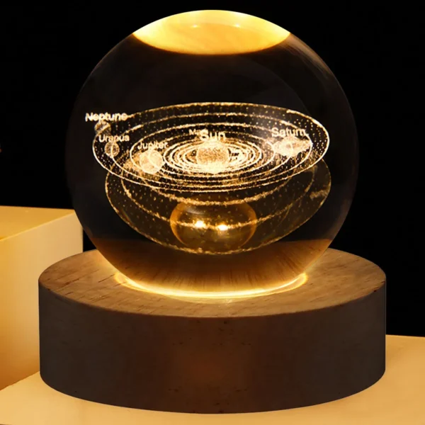 USB LED night light, Galaxy Crystal Ball lamp, 3D planet moon lamp, home decoration - Image 3