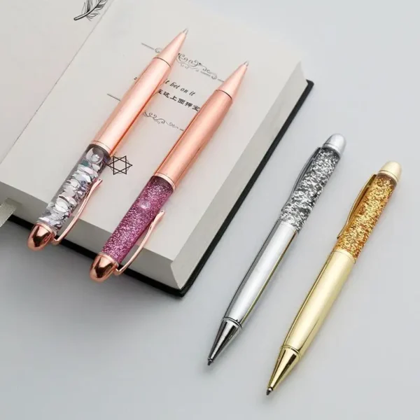 Bolígrafo de metal con punta de bola y lentejuelas de arena movediza, bolígrafo de firma, bolígrafo de regalo para oficina, material escolar, papelería para estudiantes - Image 2