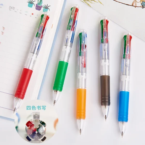 4 bolígrafos de escritura de cuatro colores, rojo, azul, negro y verde, de 0,7 mm, para firma, para estudiantes, material escolar y de oficina. - Image 4