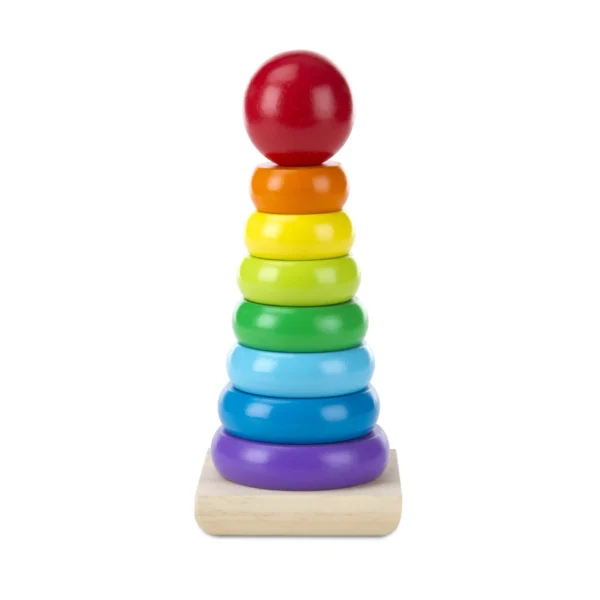 Apilador de arcoíris de madera con forma de anillo, juguete educativo para niños, bloques apilables de torre, juego de formas de colores, juguetes Montessori para bebés, regalos para niños - Image 2