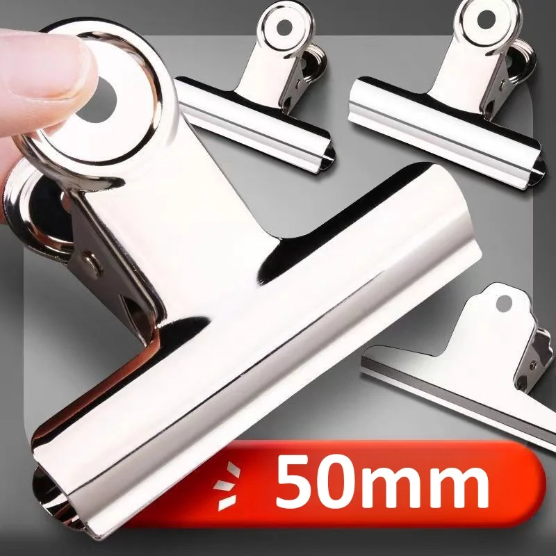 Clips de papel de metal de 50 mm, de acero inoxidable, multifuncionales, resistentes, para estudiantes, papelería, escuela, oficina, novedad