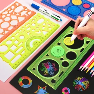 Juego de plantillas de dibujo con espirógrafo geométrico, plantilla de pintura, manualidades artísticas, juguete educativo creativo para niños, variedad de flores, regla