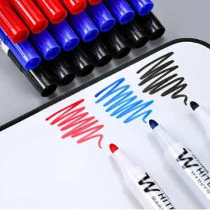 Marcador de pizarra blanca borrable de secado rápido para la escuela y la oficina, negro, rojo o azul.