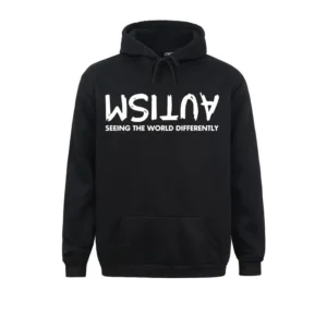 Sudadera con capucha Harajuku para hombre, sencilla, con diseño de autismo y visión diferente, informal, para fitness, anime, autismo, holgada, de manga larga.
